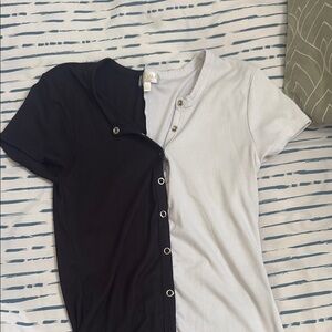 Black and White Button-Up Top